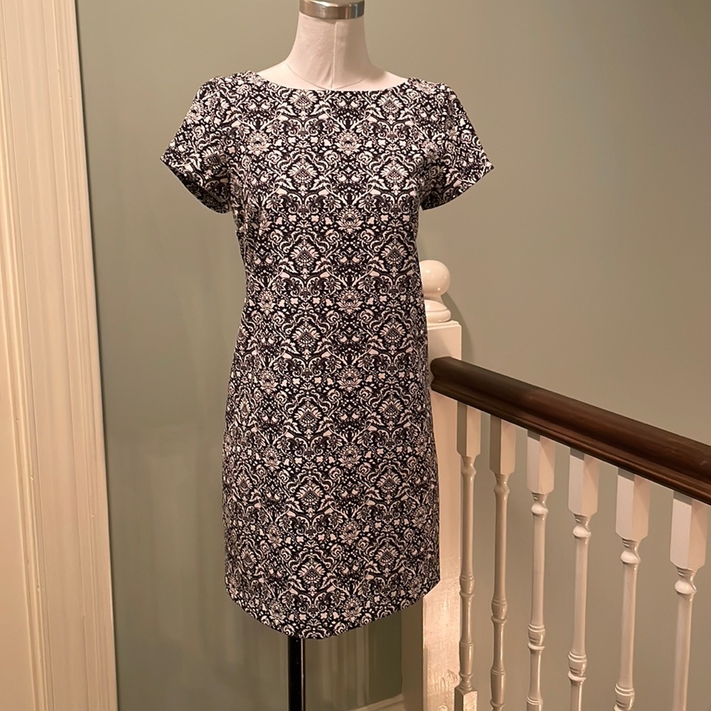 Zara dress is black and white. Worn a few times. Dry cleaned.